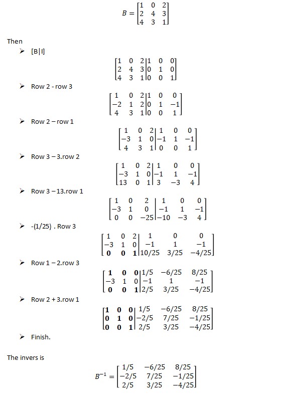 Invers of 3x3 Matrix Gauss-Jordan